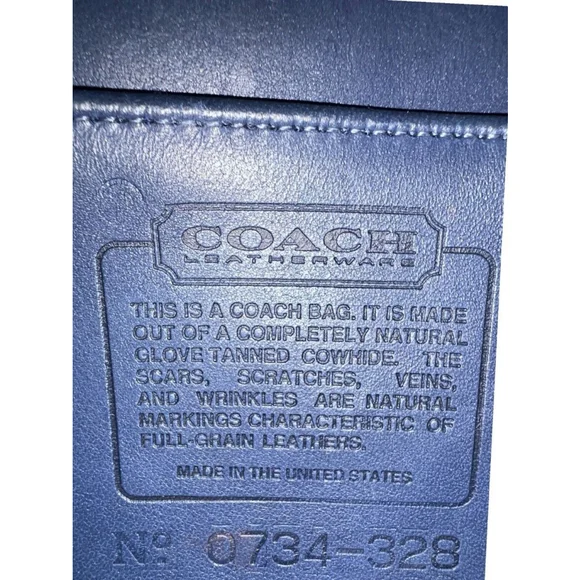 COACH VINTAGE KIMBALL “Taco/Half Moon Bag”Navy Blue LEATHER Dome USA - Picture 3 of 8